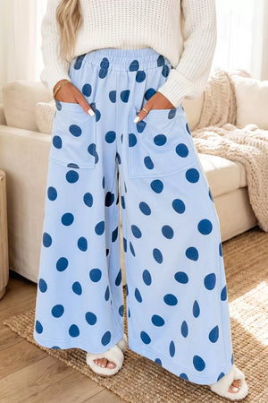 Polka Dot Wide Leg Casual Pants, model styling view