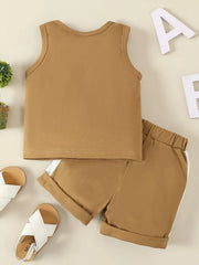 Children's Tank Top And Shorts Set in Light Green, fabric detail