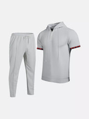 Men's Casual Short-sleeve Hoodie And Pants Set, front view