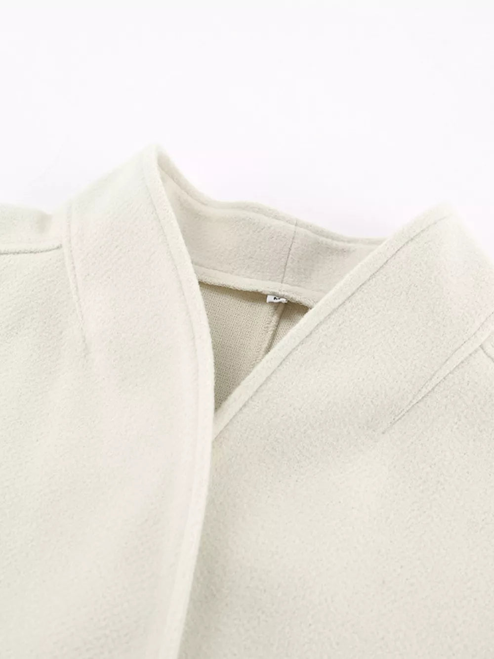 Elegant Stand Collar Open Front Outerwear in White, view 14