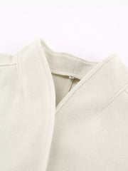 Elegant Stand Collar Open Front Outerwear in White, view 14