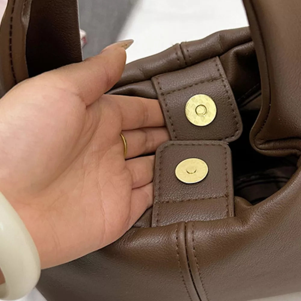 Adjustable Strap Crossbody Bag in Brown, close-up detail