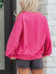 Pink crew neck cotton sweatshirt with embroidered lucky clover detail