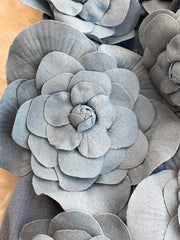 Denim dress with 3D floral appliques.