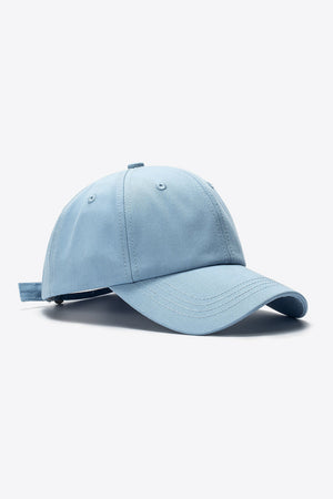 Sky Blue cotton baseball cap with adjustable strap detail