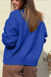 Duck Graphic Drop Shoulder Sweater in Royal Blue, close-up detail