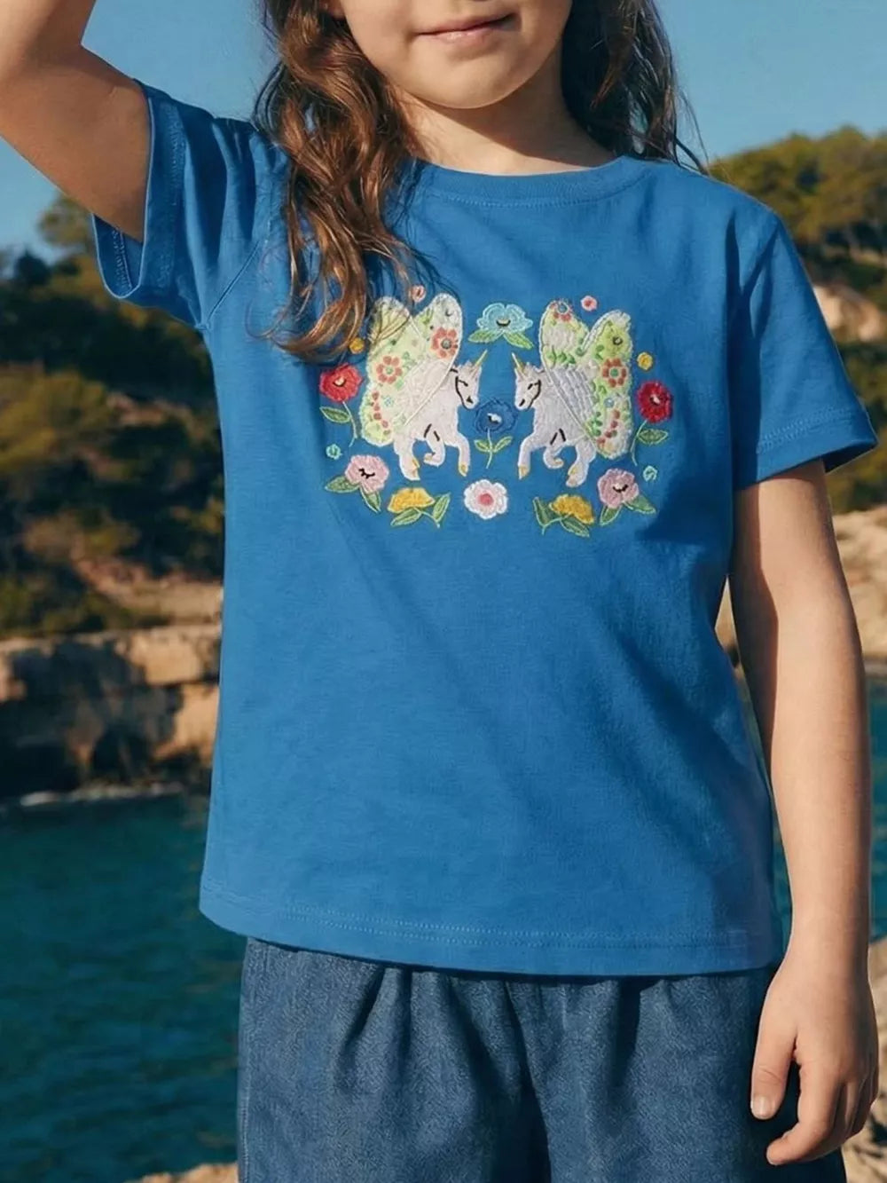 Children's Embroidered Unicorn T-shirt, front view