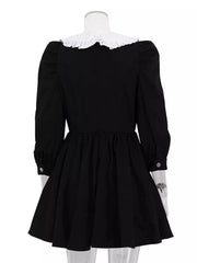 Chic Puff Sleeve Dress With Ruffled Collar