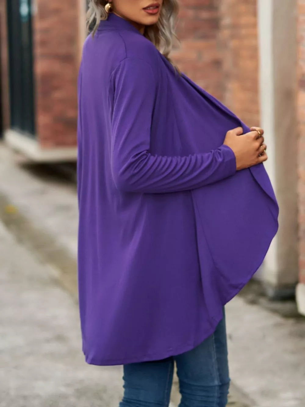 Purple cardigan with not lined and long sleeve