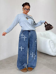 Embellished Wide-leg Denim Jeans