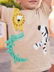 Children's Animal Print Round Neck Tee, front view