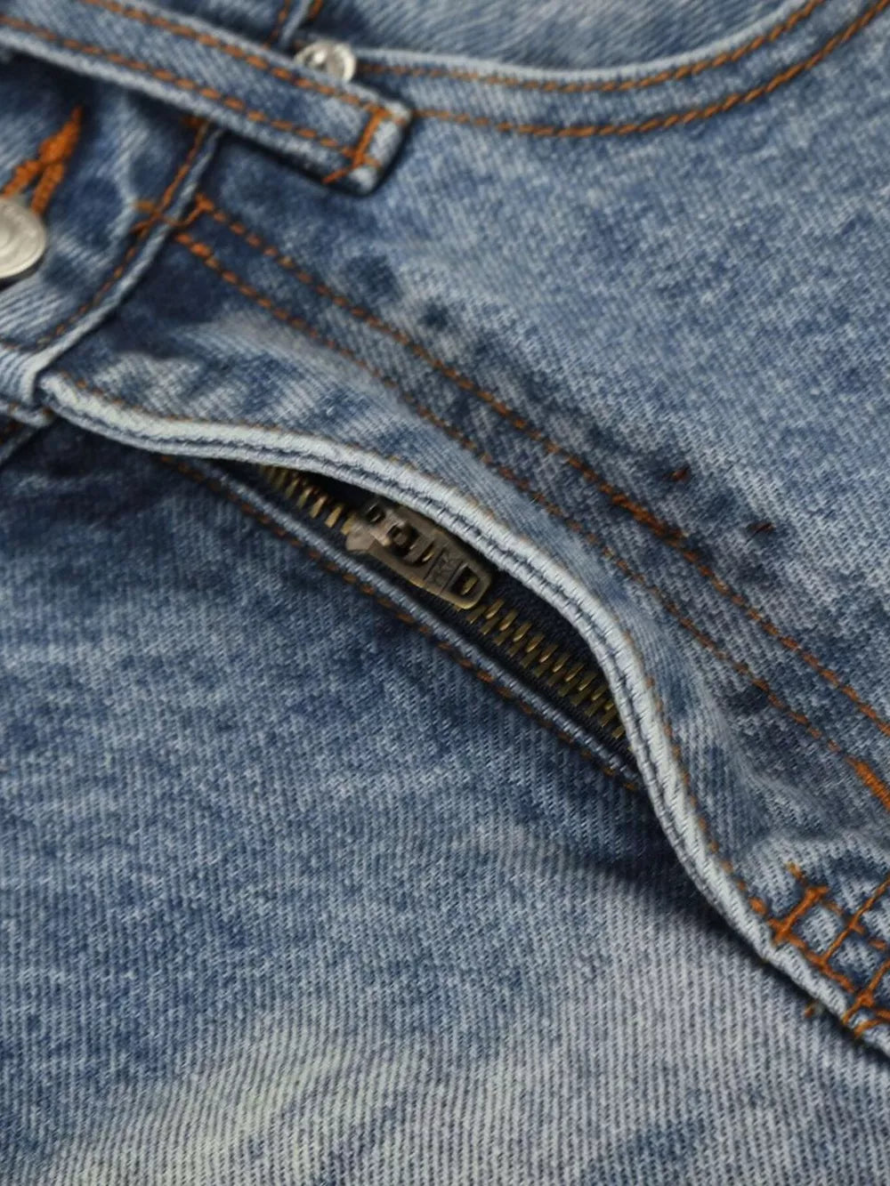 Men's Vintage Wash Wide Leg Denim Capris, fabric detail