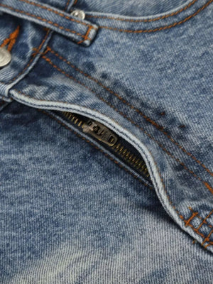 Men's Vintage Wash Wide Leg Denim Capris, fabric detail