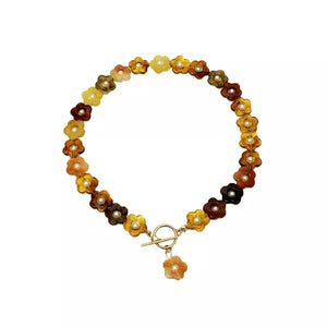 Retro Resin Flower Charm 18k Gold-plated Necklace in Yx1350/gold, product detail