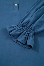 Ruffled Sleeve Buttoned Blouse
