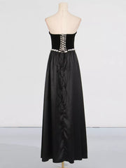 Lace Up Back Tube Maxi Dress in Black, model styling view