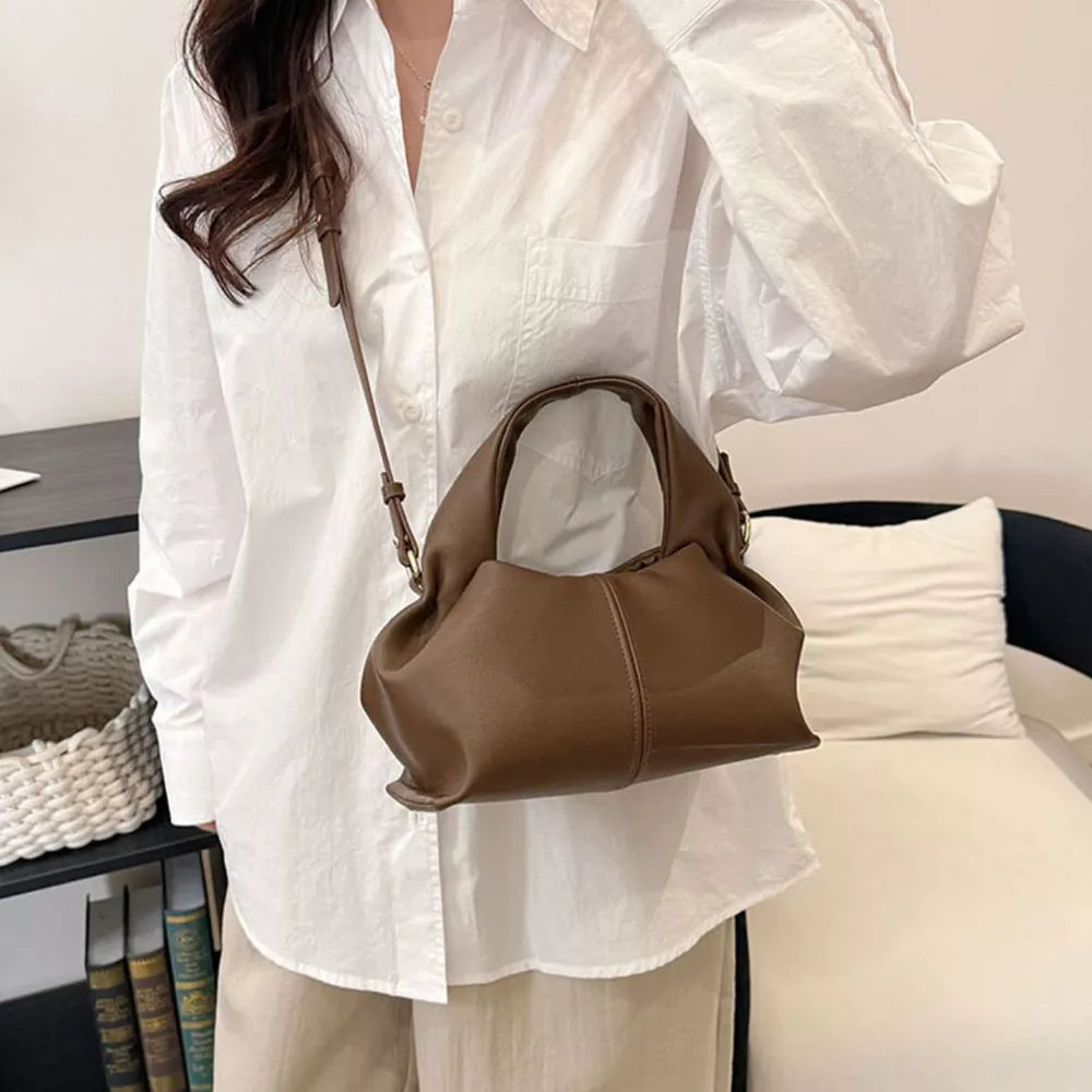 Adjustable Strap Crossbody Bag in Brown, front view