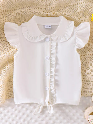 Children's Gingham Ruffle Collar Sleeveless Shirt in Yellow, view 16