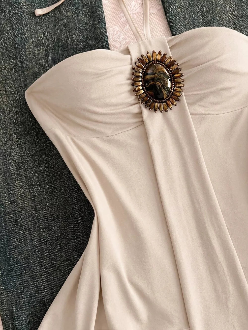 Embellished Front Halter Neck Cami, side view