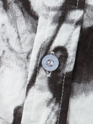 Men's Plus Size Abstract Ink Splash Short Sleeve Shirt in Black, close-up detail