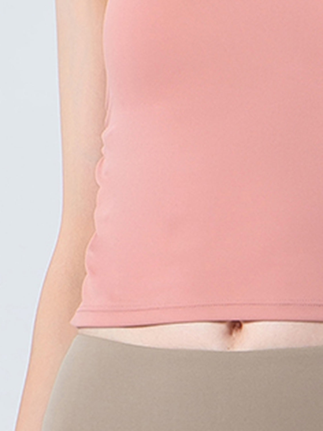 Dusty Pink Sculpted Side-Ruching Tank Top with scalloped side detail