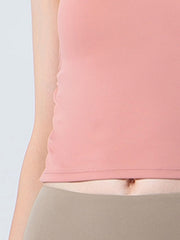 Dusty Pink Sculpted Side-Ruching Tank Top with scalloped side detail