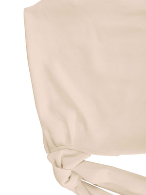Apricot one-shoulder mini dress with a bowknot detail