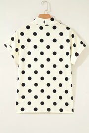 Charming Polka Dot Mock Neck Shirt