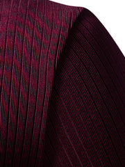Burgundy ribbed henley t-shirt with vertical texture detail