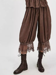 lounge pants in Brown with tied and ankle-length
