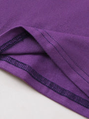 Purple baby tee detail showing stitching and fabric texture
