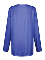 Relaxed fit tunic in Royal Blue with long sleeves and round neckline.