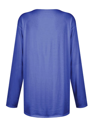Relaxed fit tunic in Royal Blue with long sleeves and round neckline.