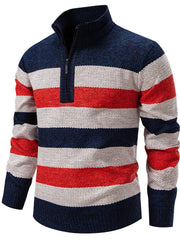 Men's Plus Size Striped Quarter-zip Sweater, product detail