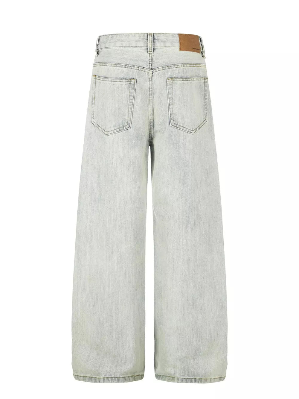 Men S Washed Wide Leg Jeans in Blue, close-up detail