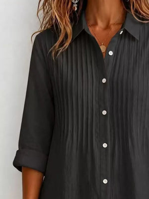 Men's Plus Size Long Sleeve Button-up Shirt, model styling view