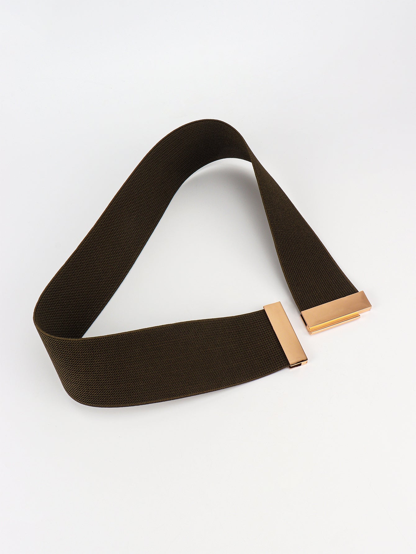 Wide elastic belt in Chestnut with gold clasp detail