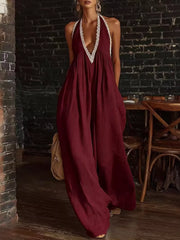 Luxe Lace-trimmed Halter Neck Romper