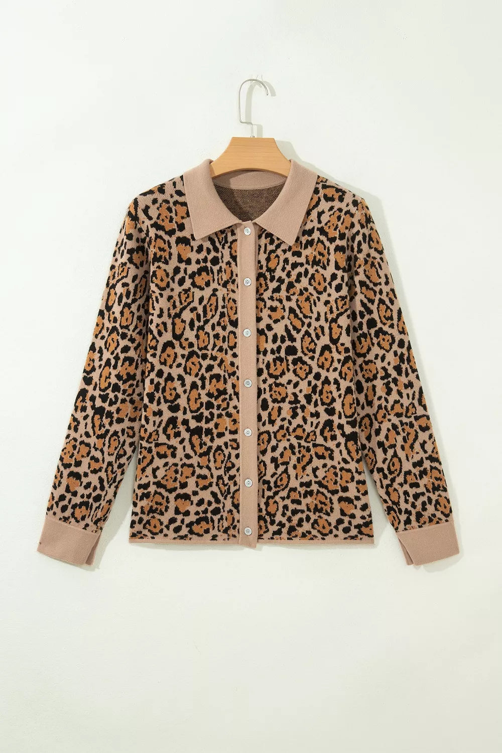 golden brown cardigan with stretch and long sleeve