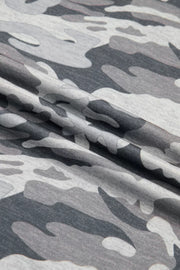 Relaxed fit grey camouflage V-neck tee, soft jersey fabric detail