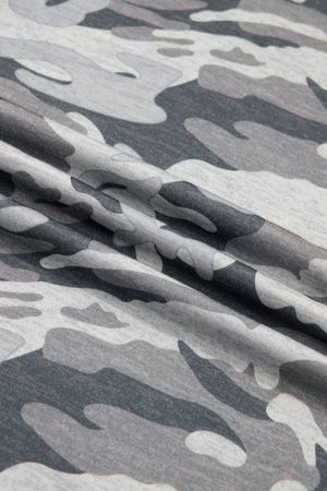 Relaxed fit grey camouflage V-neck tee, soft jersey fabric detail
