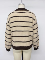 Striped Knit Polo Sweater in Tan, view 13