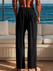 Men's Ribbed Knit Wide-leg Sweatpants Plus Size, alternate angle