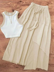 Chic Contrast Trim Tank And Skirt Duo