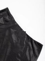 Black satin maxi skirt with bow detail and zipper closure