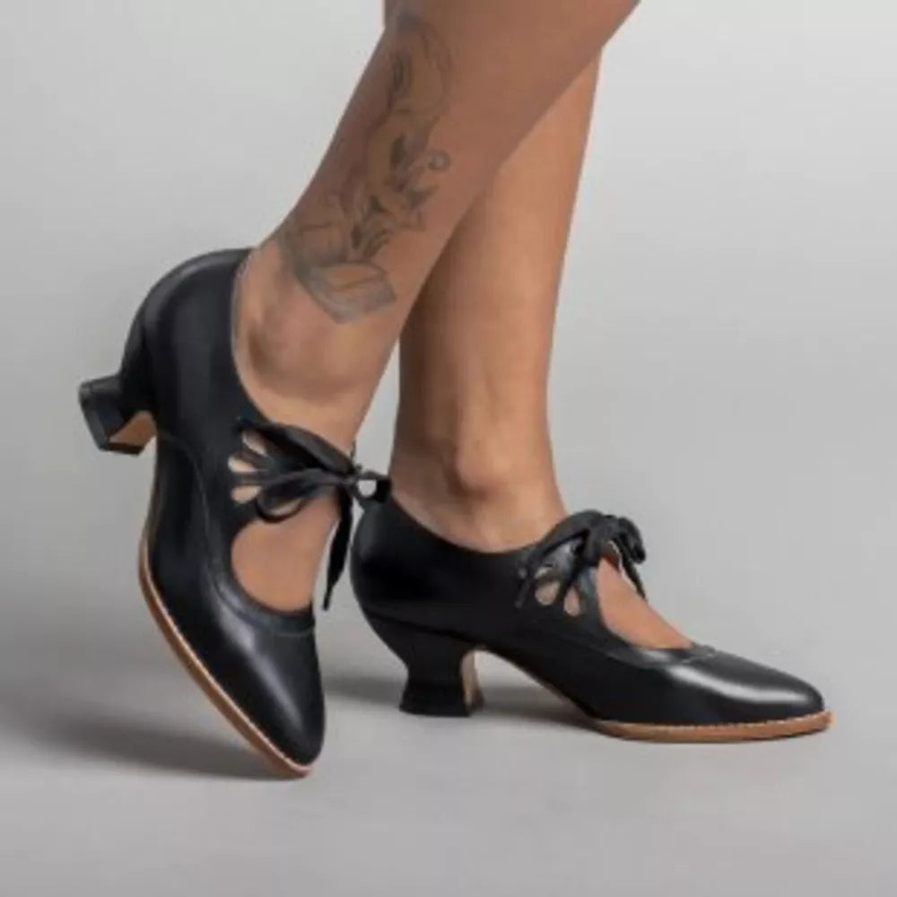 Elegant T-strap Block Heel Shoes
