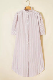 Stripe Frilled Collar Half Sleeve Shirt Dress, fit detail