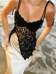 Luxe Sequin-embellished Crochet Cami