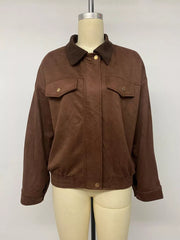 Button-down Oversized Jacket in Coffee Brown, view 13