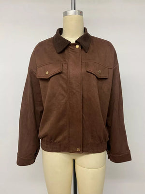Button-down Oversized Jacket in Coffee Brown, view 13